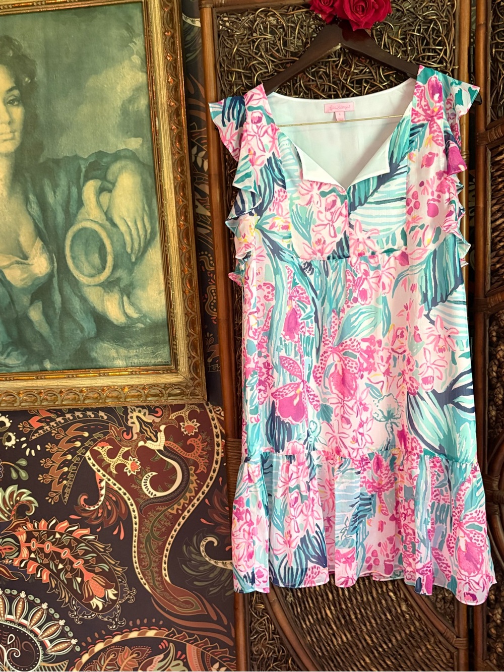 🌺 Lilly Pulitzer Nora dress Tropical Ruffle Size Small Resort Preppy